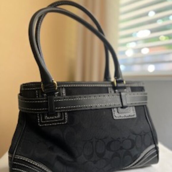 COACH Black Signature Horsebit Satchel Handbag - Gold Hardware - Picture 2 of 6